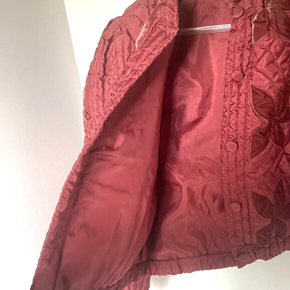 Free People Quinn Quilted Star Appliqué Jacket Cropped Boxy Oversized Rust Marsa - Picture 11 of 15